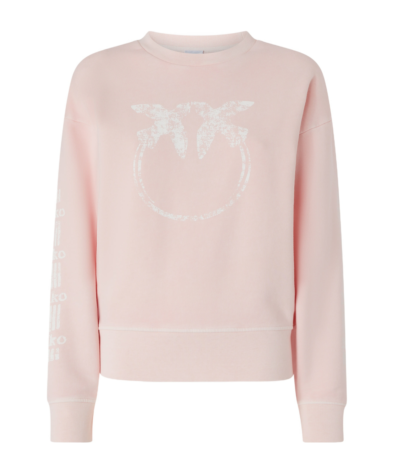 Pinko Cotton Sweatshirt With Logo-branded Sleeves In Pink