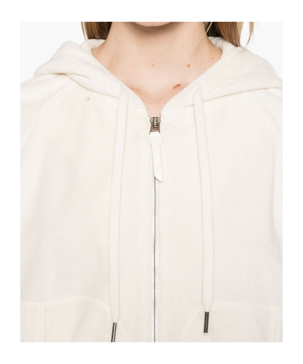 Tom Ford Hooded Zip Sweatshirt Featuring Pockets In White