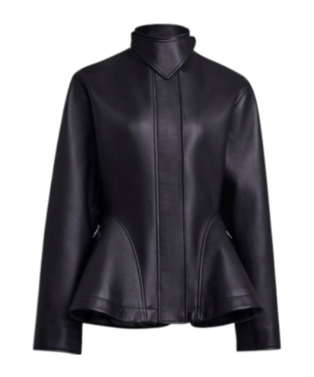 Alaïa Womens Noir Alaia Peplum Band-collar Leather Jacket In Black