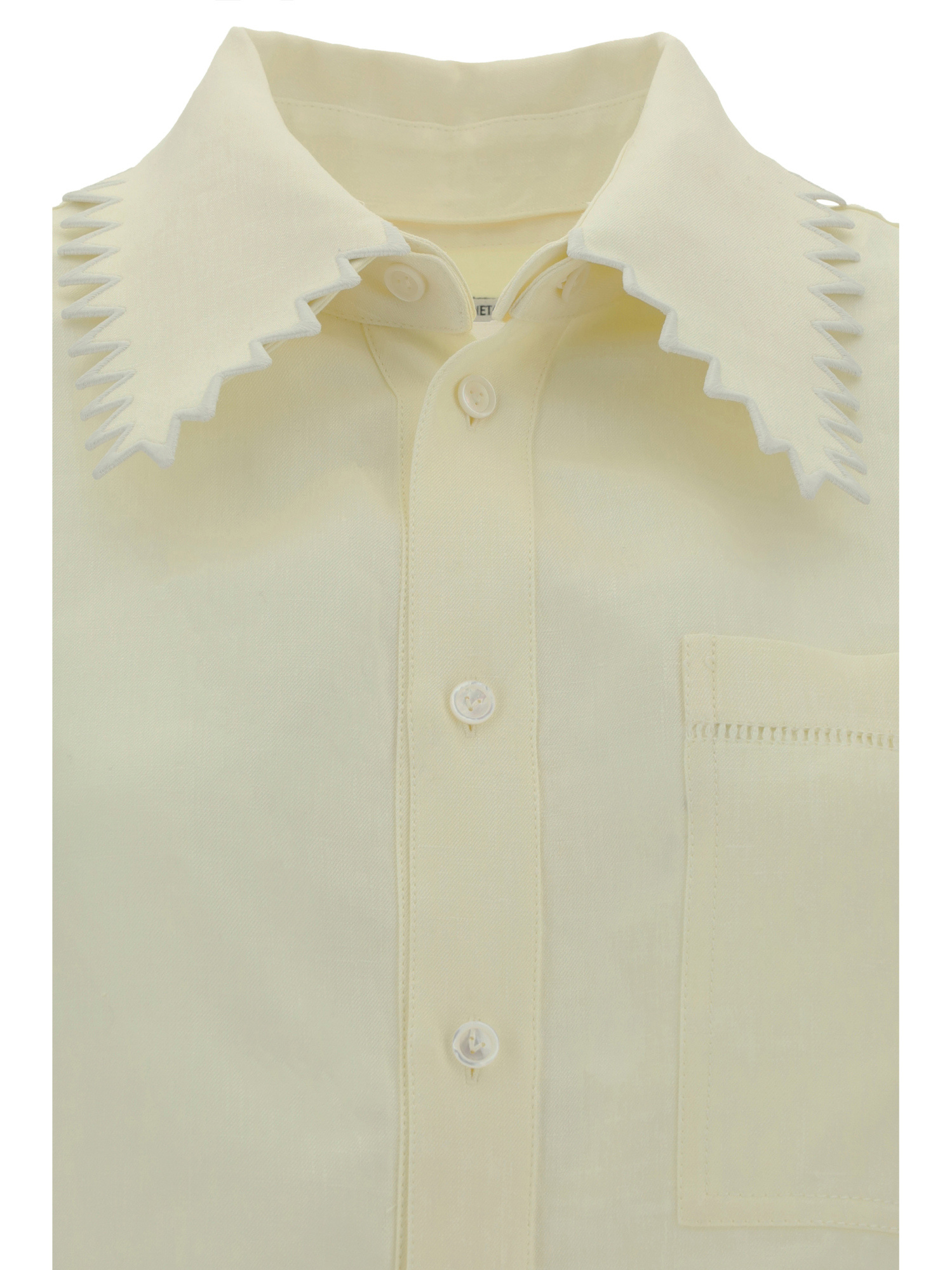 Bottega Veneta English Embroidery Linen Shirt In Nude