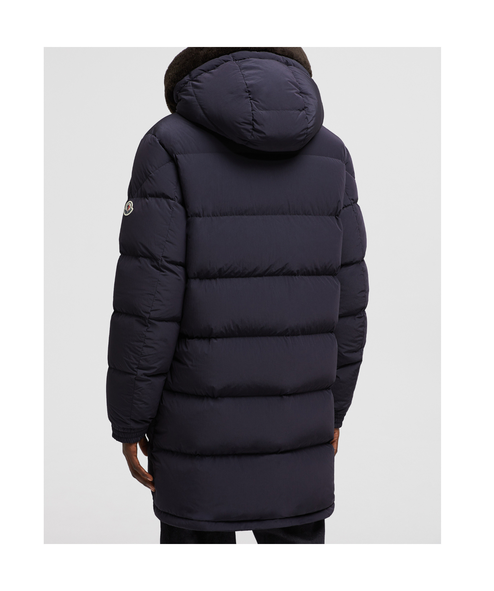 Shop Moncler Long-sleeved Down Jacket In Blue