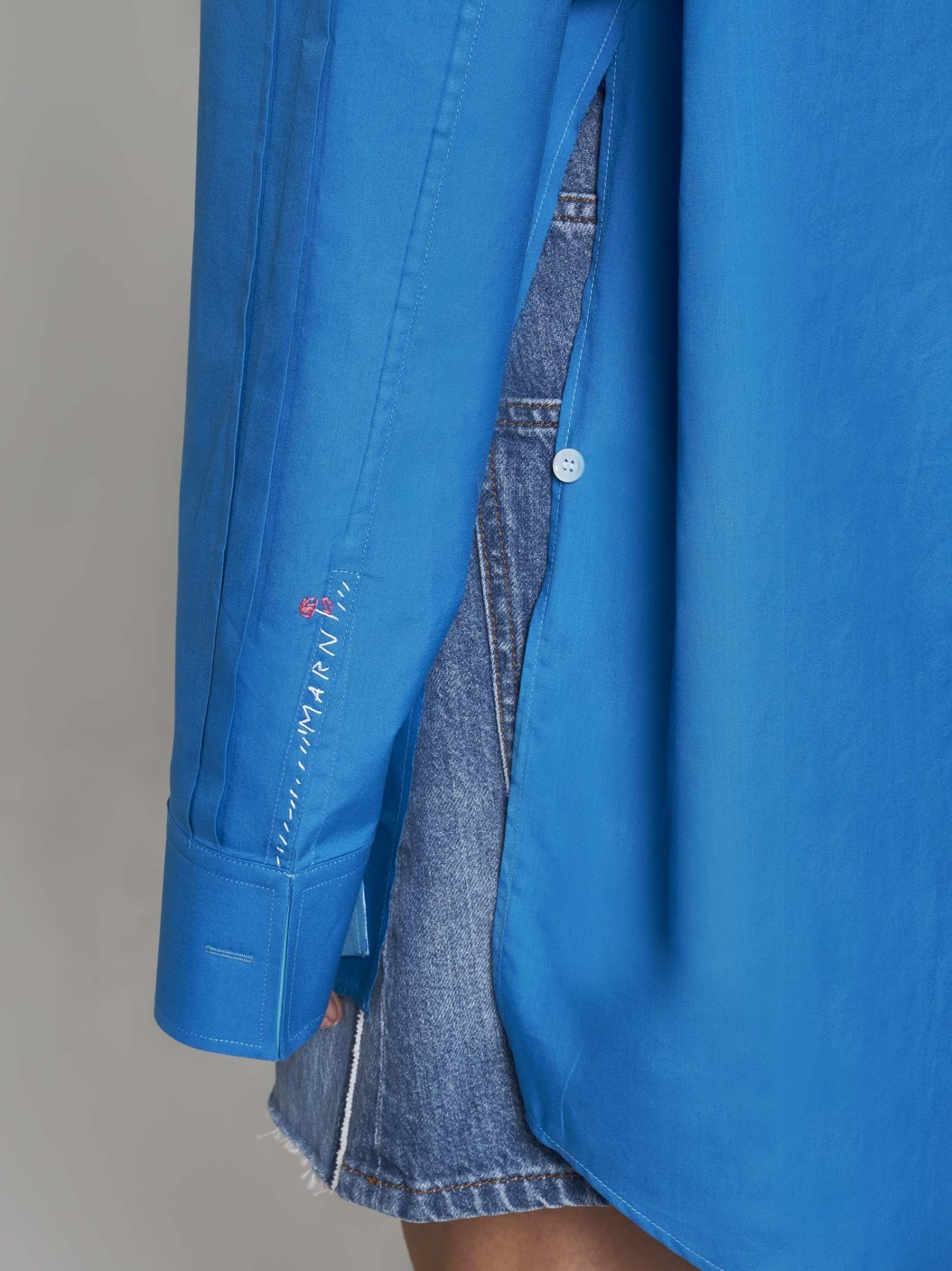 Marni Open-sides Organic Cotton Shirt In Blue