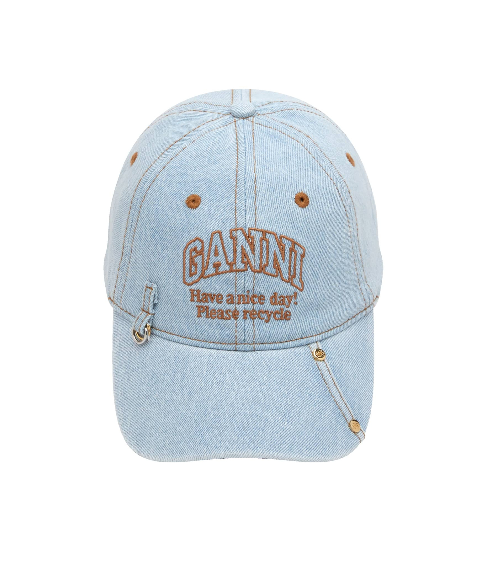 Shop Ganni Denim Cap In Blue