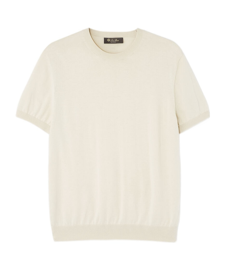 Loro Piana Ice Wish Short-sleeved Sweater In Cold Beige