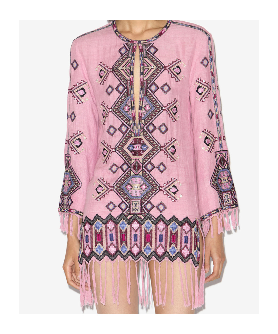 Shop Isabel Marant Vestido Corto Zayana De Seda Matka Bordada In Antique Pink