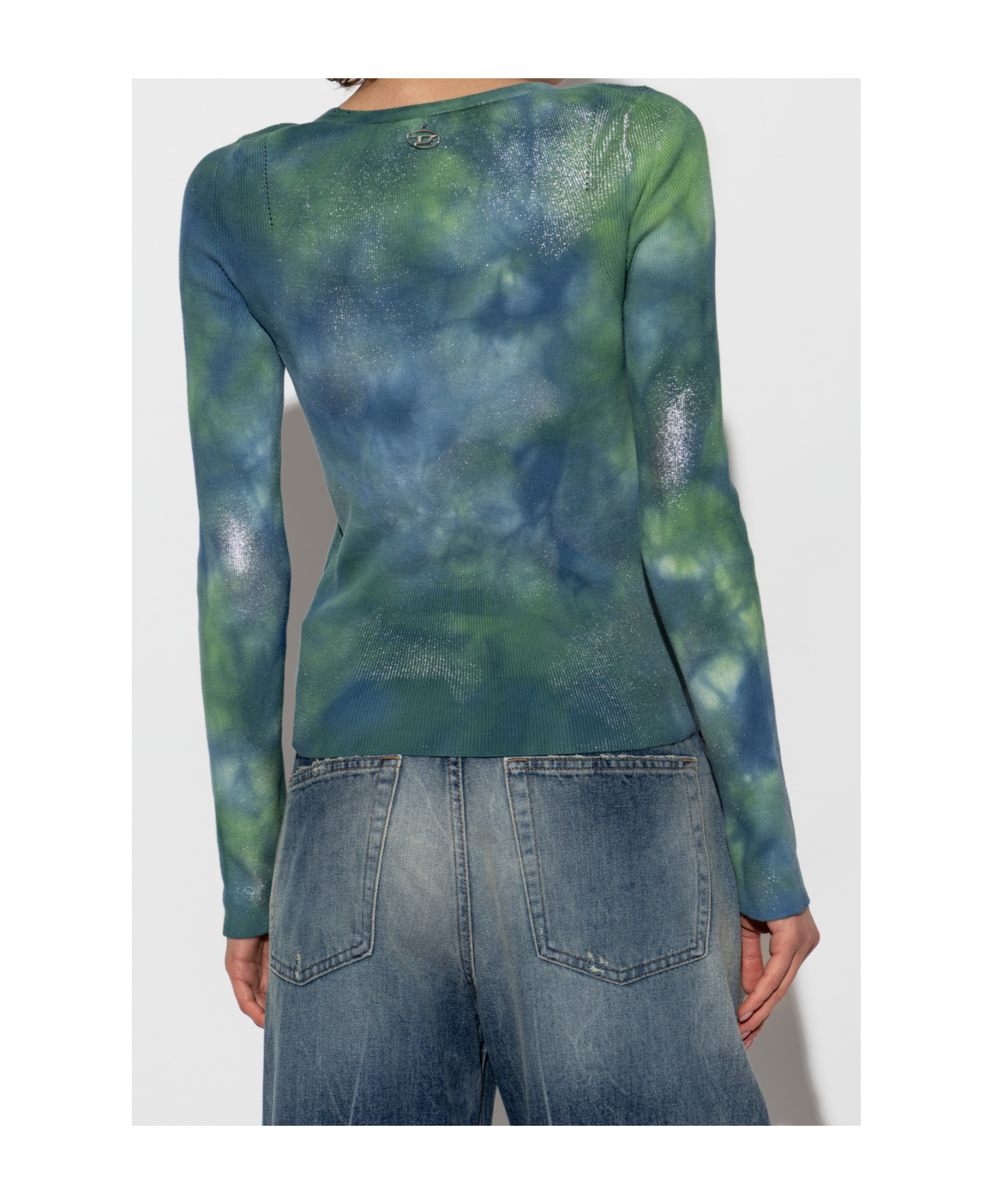Diesel Tie-dye V-neck Cardigan In Blue