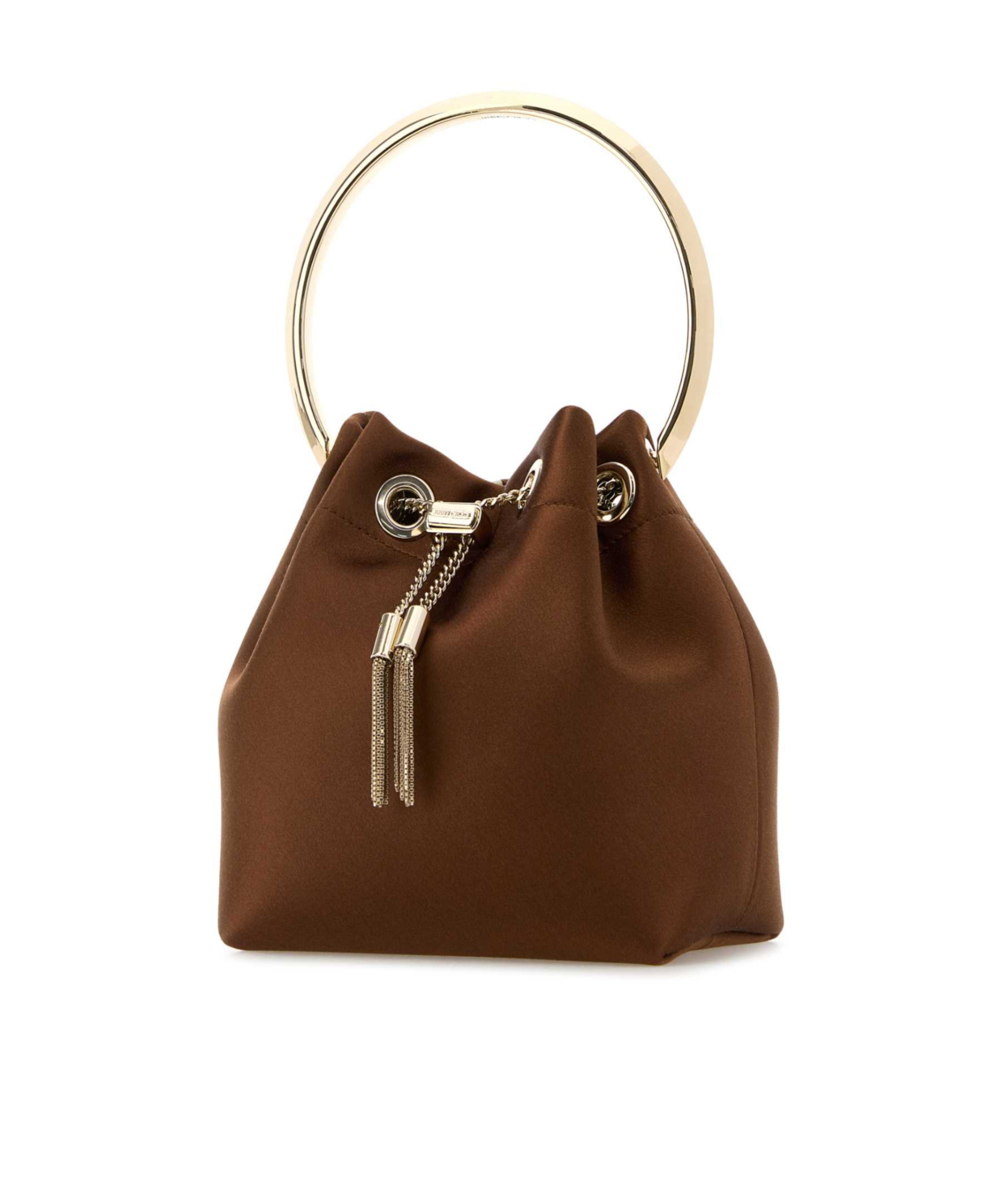 Jimmy Choo Bon Bon Satin Bucket Bag In Brown