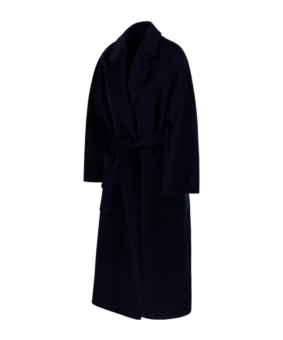 Max Mara Belted Long-sleeved Coat In Black