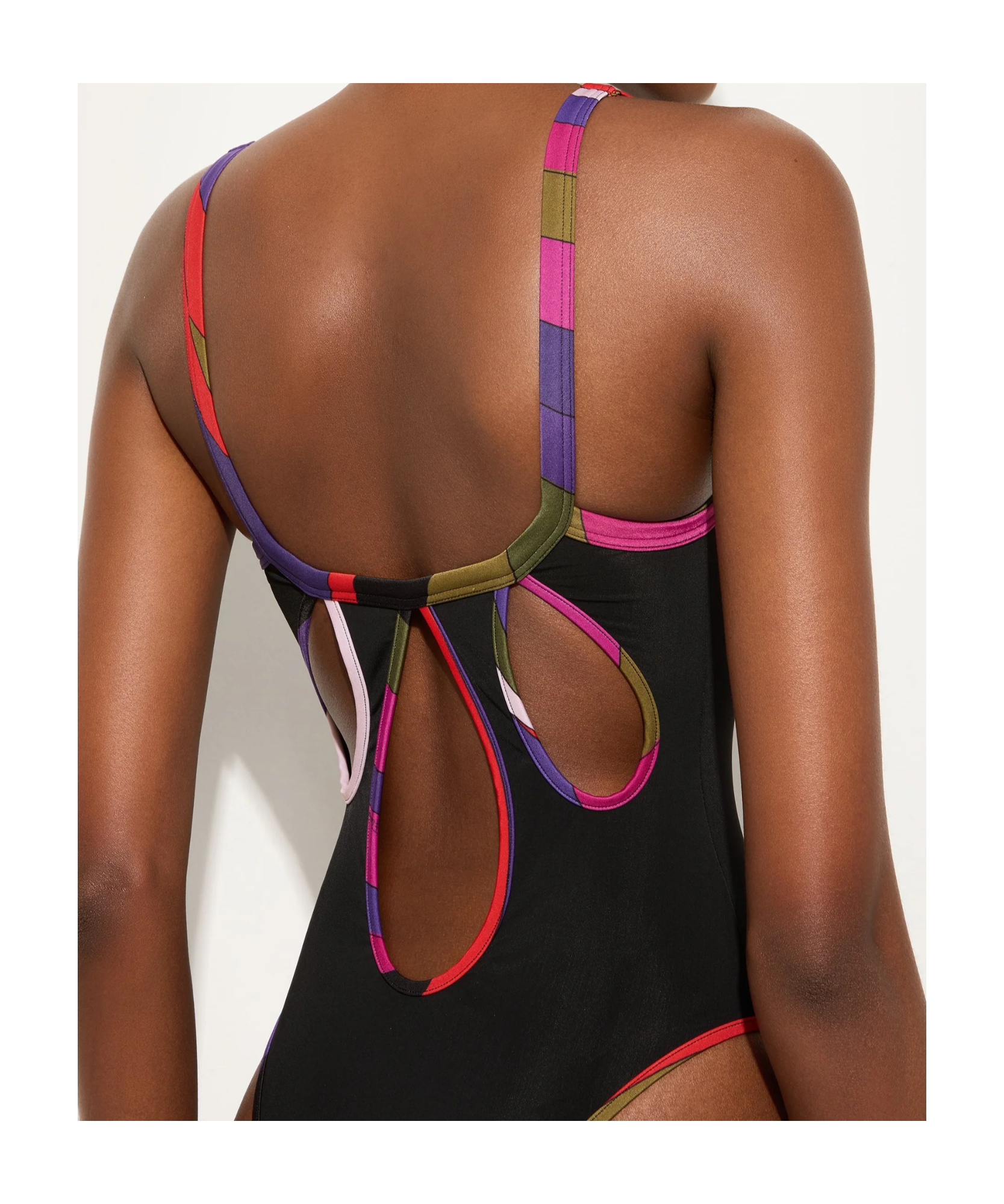 Pucci One Piece Swimsuit With Printed Edges In Black