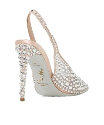 René Caovilla Crystal Embellished High Heels In Nude
