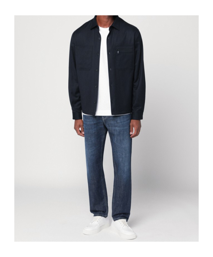 Zegna Padded Techmerino Shirt Jacket In Blue