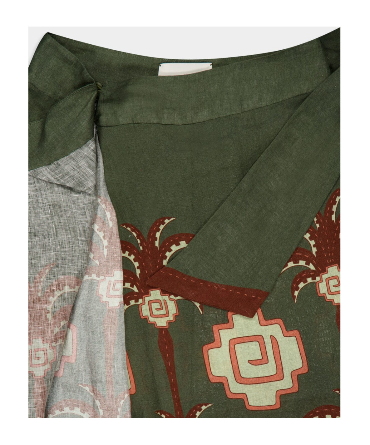 Johanna Ortiz Amazon Echoes Printed Linen Midi Wrap Skirt In Green