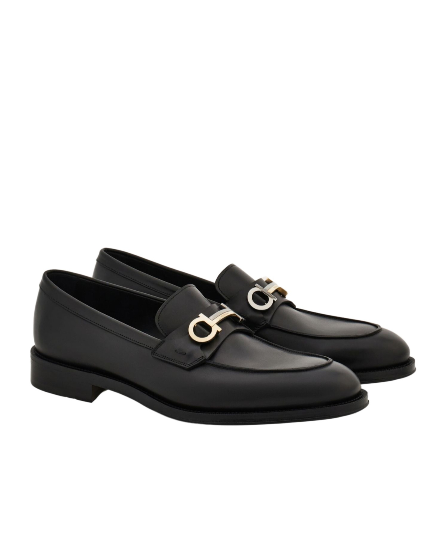 Ferragamo Round Head Business Casual Shoes In Black