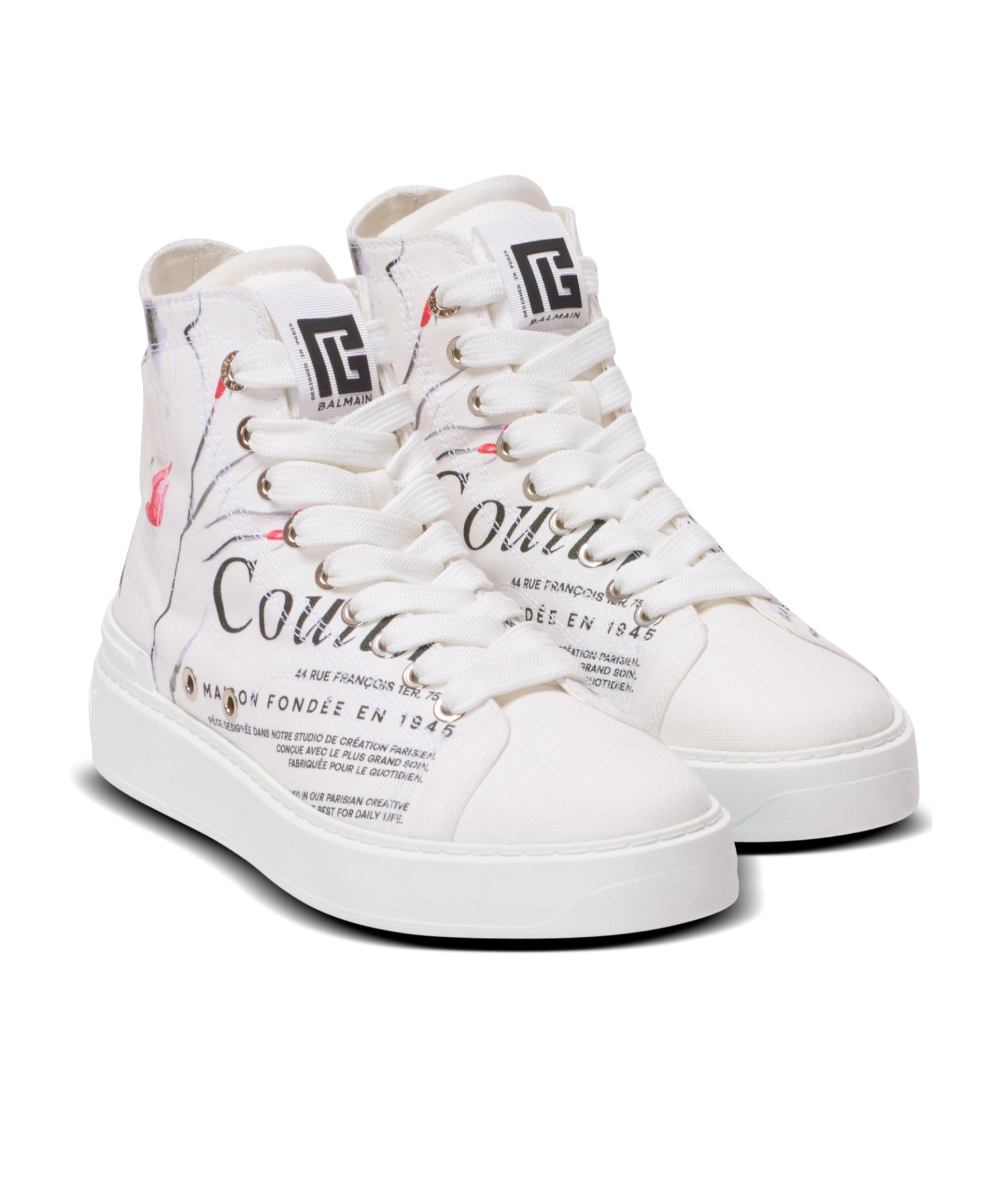 Balmain B-court High-top Trainers With Beauty Print