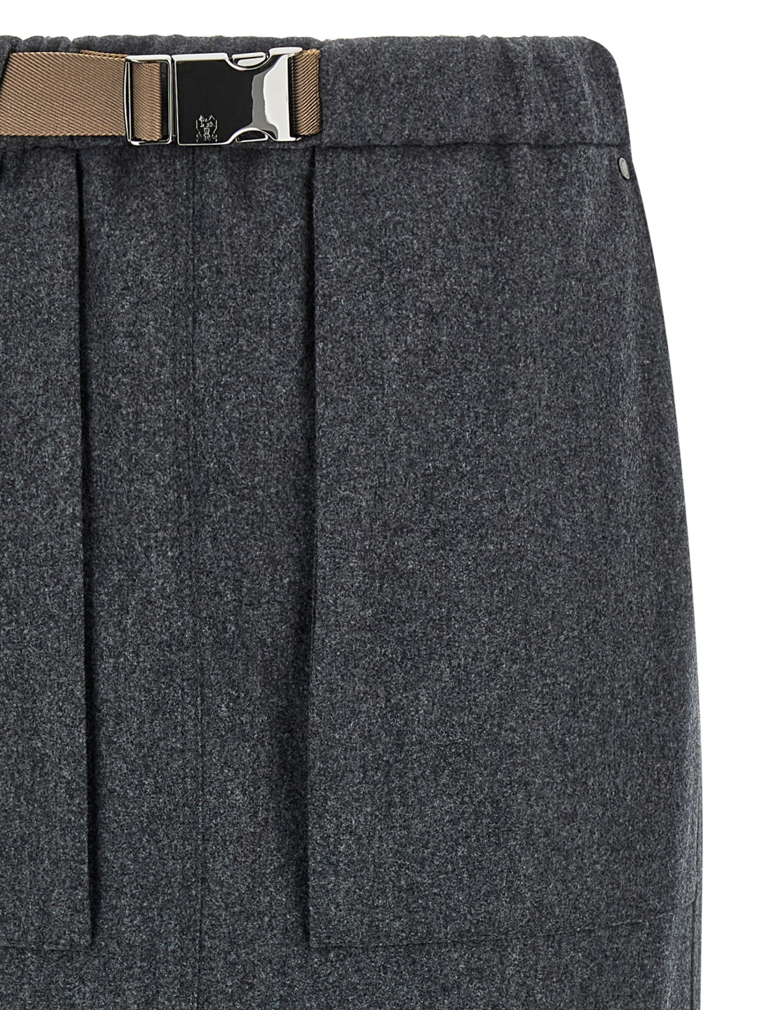 Brunello Cucinelli Elastic-waistband Monile Skirt In Gray