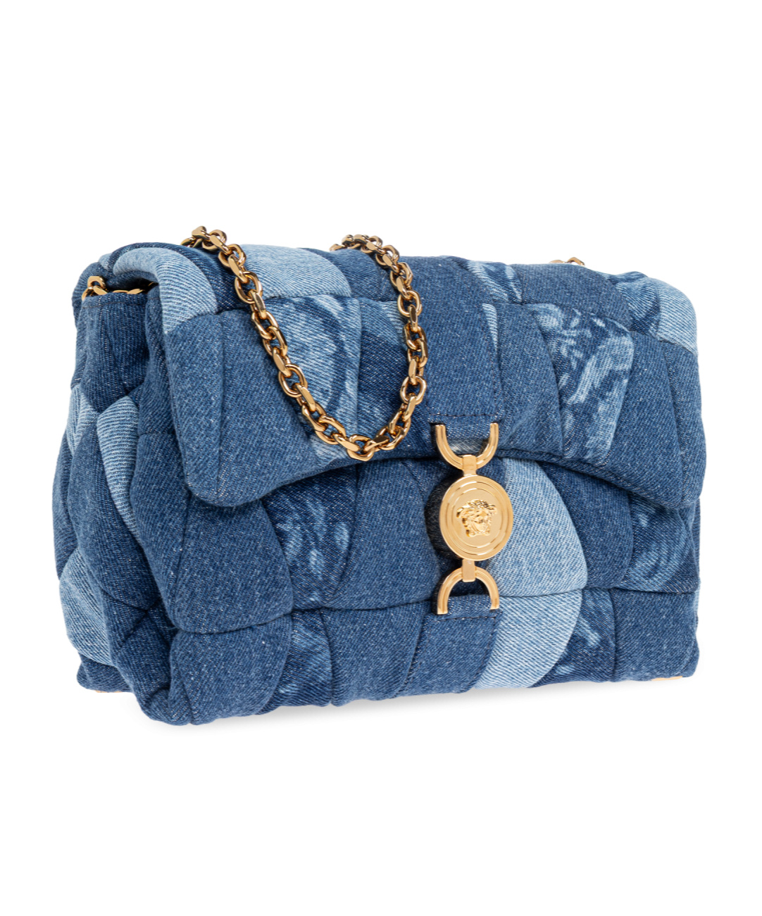Versace Chain Shoulder Bag In Blue