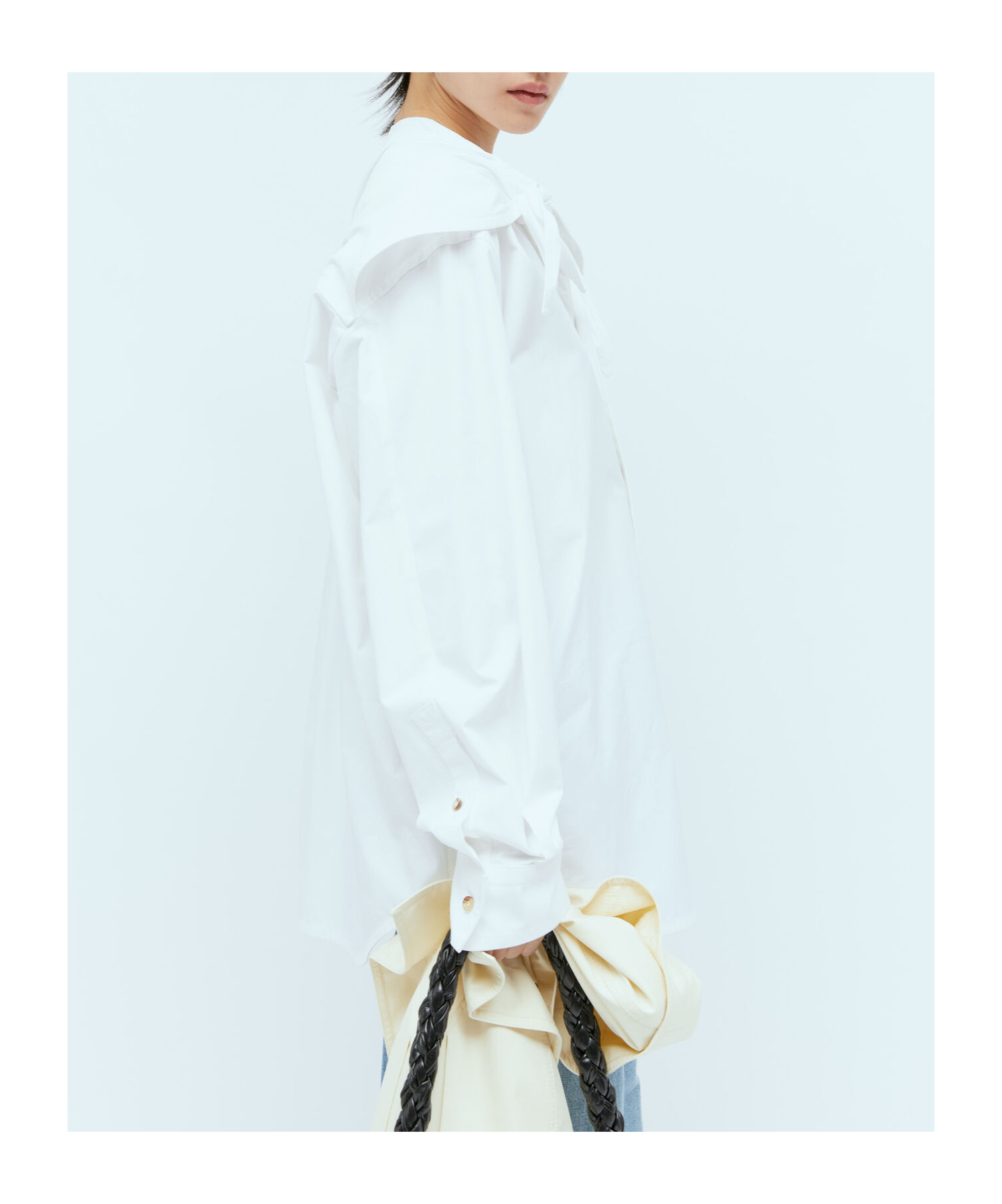 Bottega Veneta Knotted Button-up Cotton Shirt In White