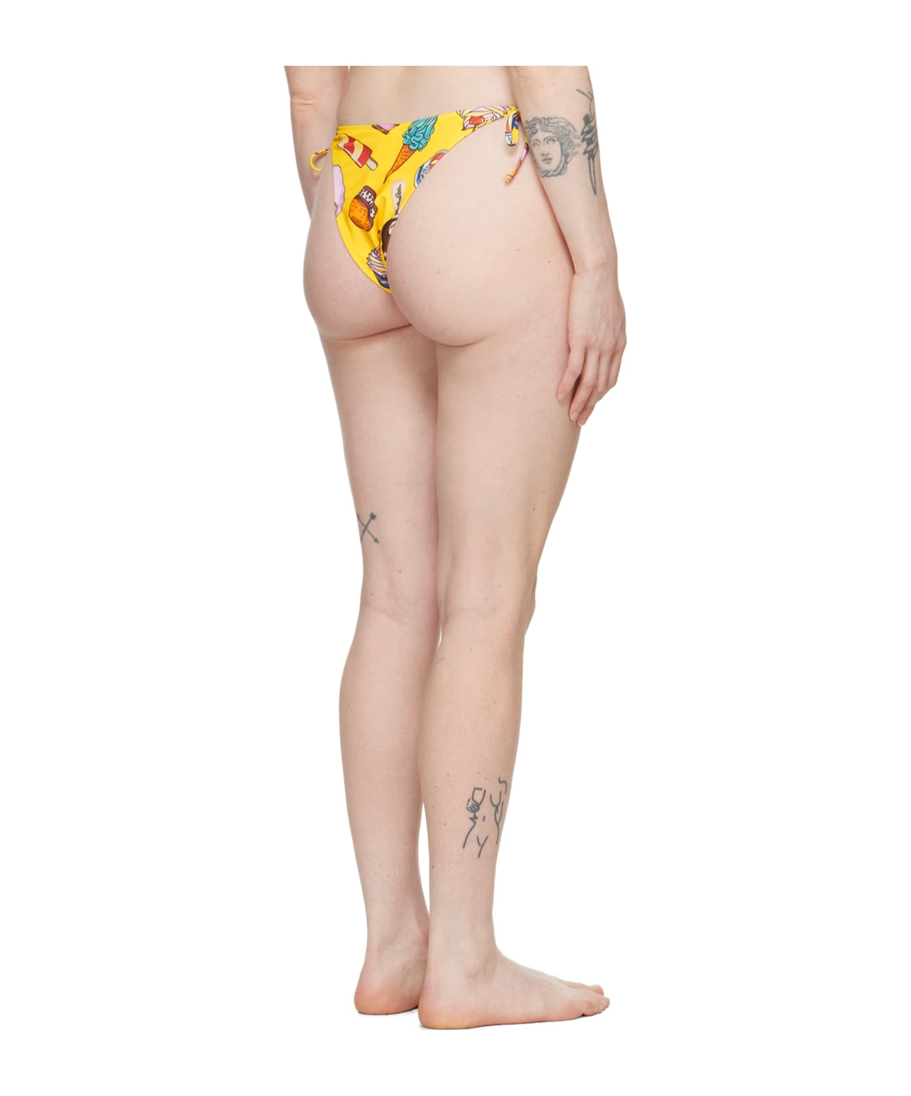 Moschino Graphic-print High-waisted Bikini Bottom In Yellow