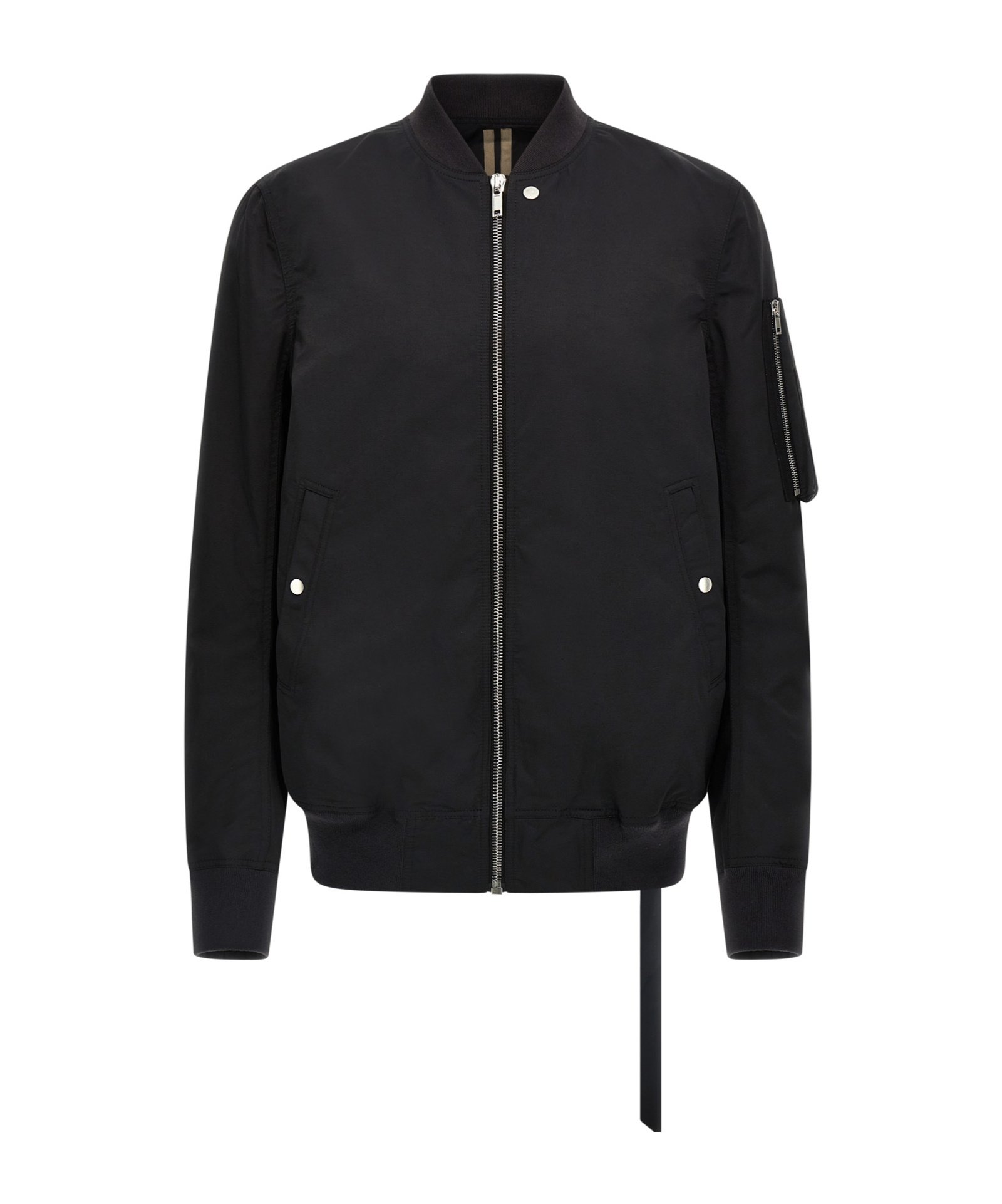Rick Owens Drkshdw Ribbed Cuffs And Hem Bomber Jacket With Side And Sleeve Pockets In Black