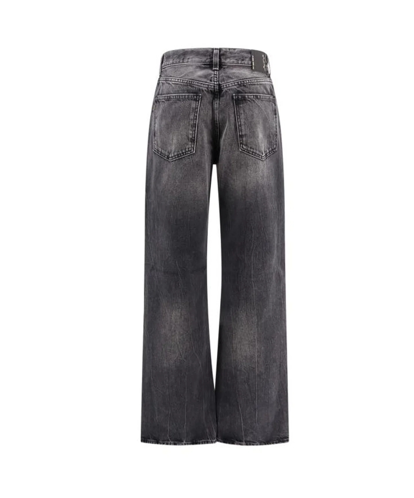 Haikure 'korea' Grey Jeans With Faded Effect And Logo Patch On The Back In Black