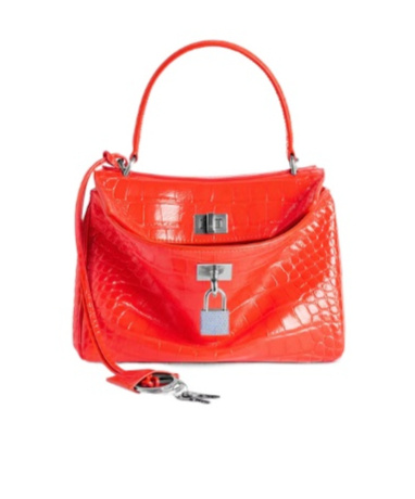 Balenciaga Women's Rodeo Handbag Mini With Rhinestones In Pop Orange In Orange