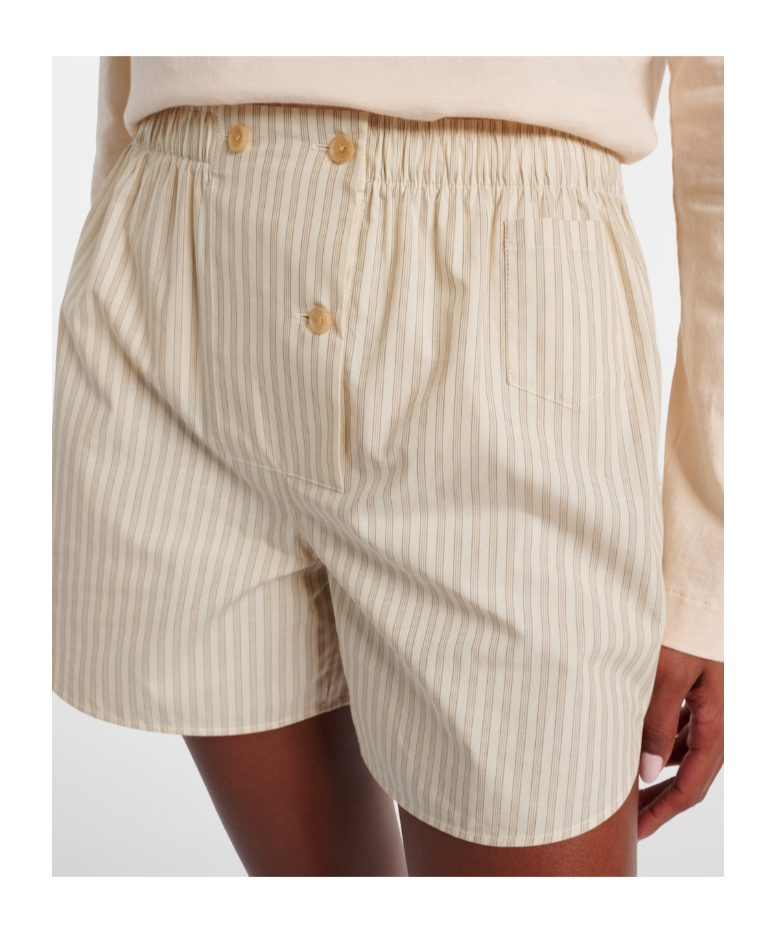 The Row Striped Shorts In Brown