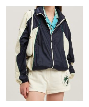 Palm Angels Curved Logo Colorblock Windbreaker In Black