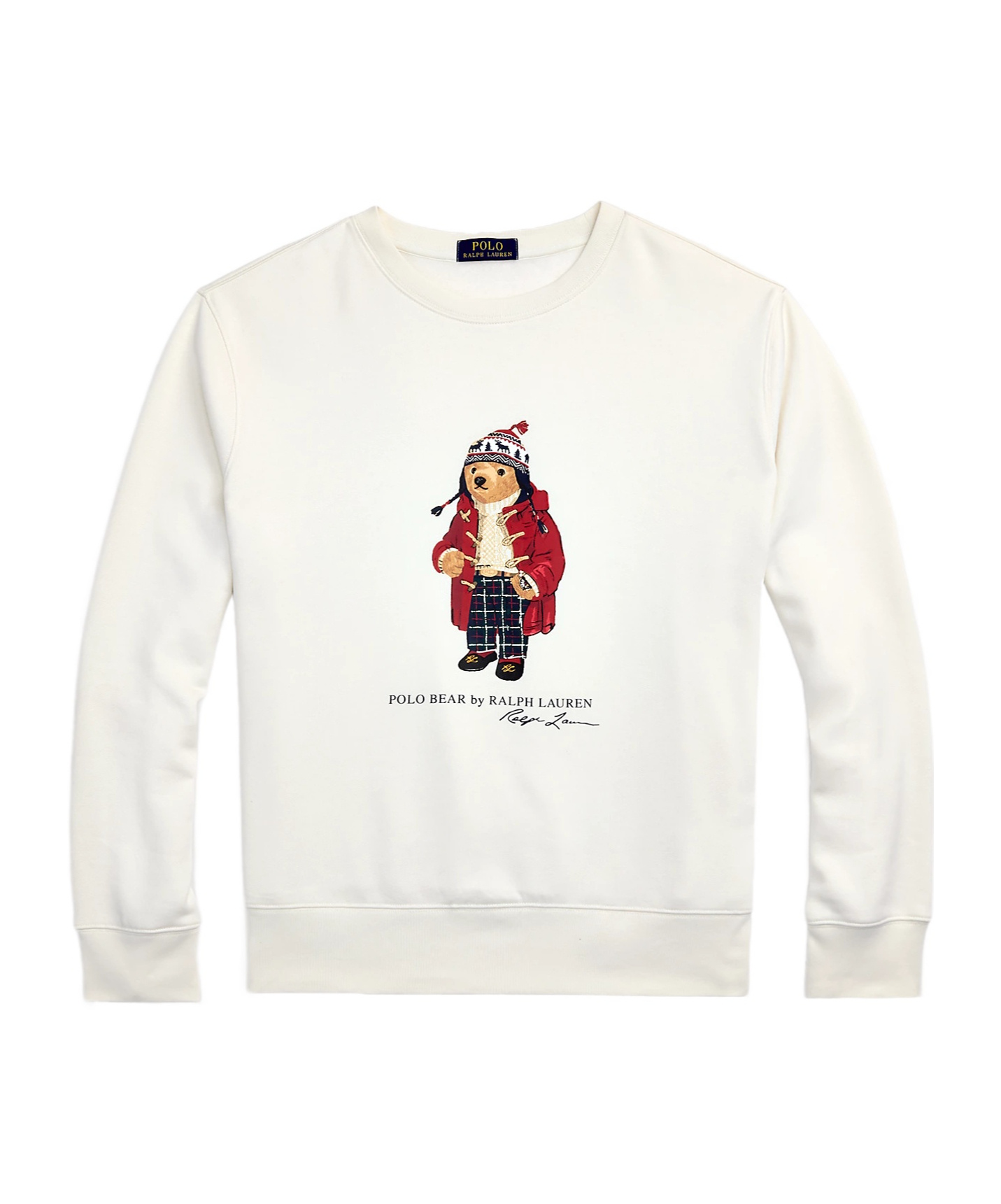 Polo Ralph Lauren Mens Nevis Holiday Bear Bear-print Long-sleeve Cotton And Recycled Polyester Blend Jersey Sweatshirt In White