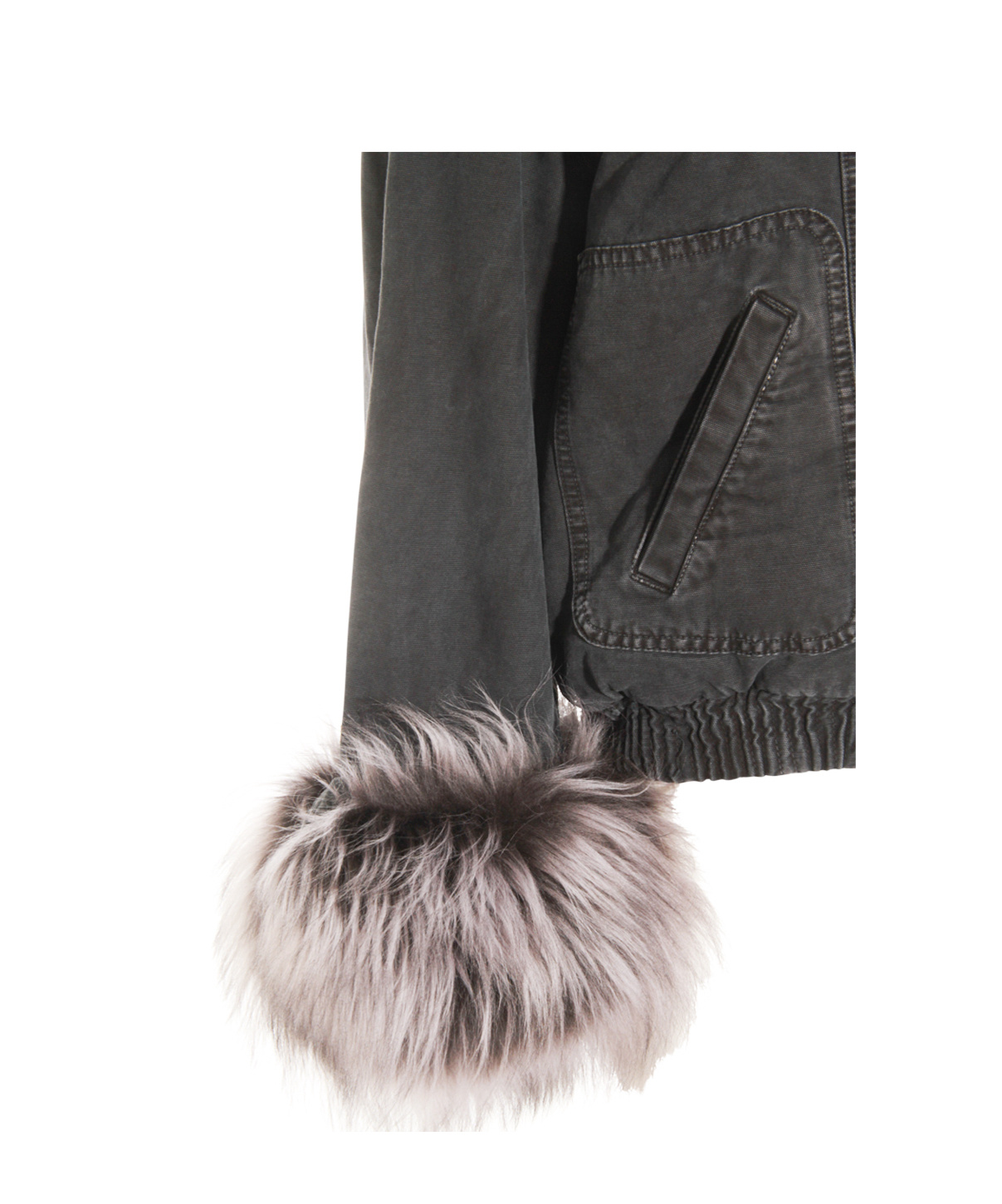 Blumarine Hooded Jacket With Faux Fur Trim In Gray