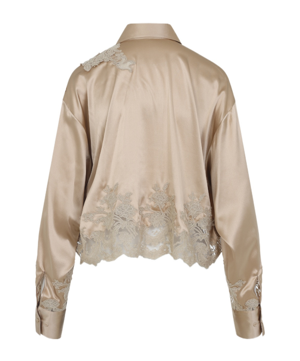 Ermanno Scervino Silk Shirt Embroidered Scalloped Hem In Gold