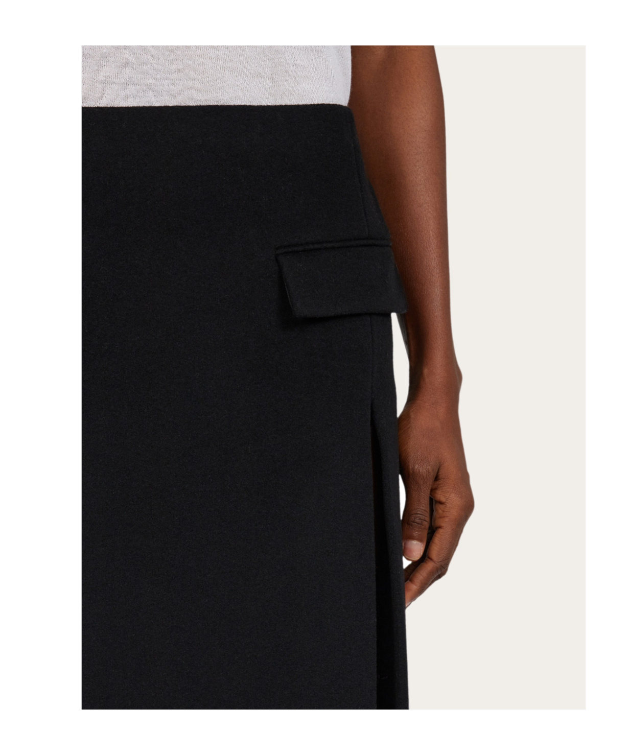 Ferragamo Viscose And Wool Skirt With Double Slit In Black