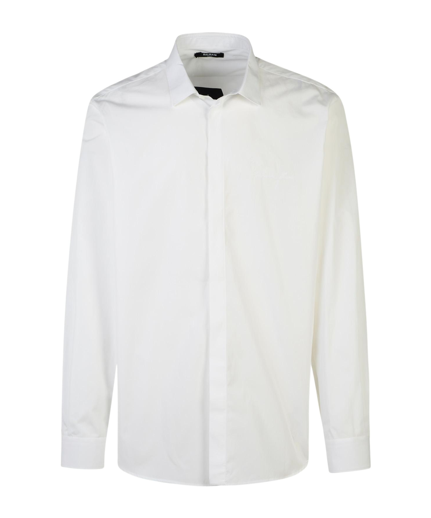 Balmain Cotton Shirt Button Cuffs In White