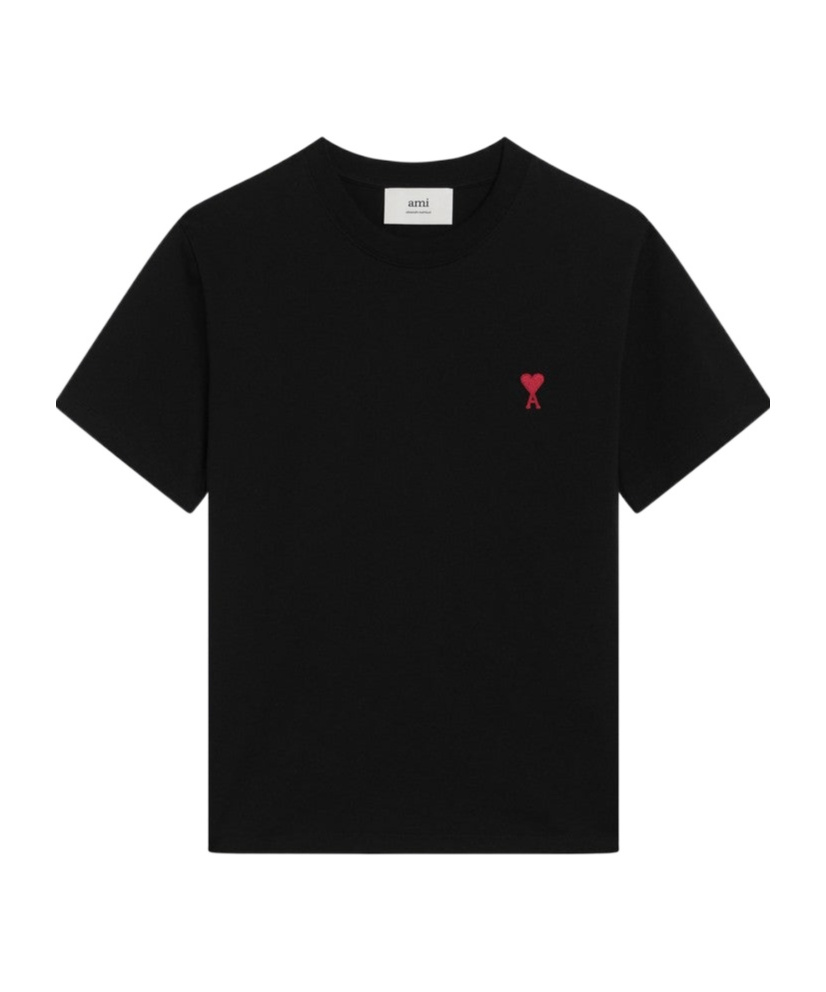 Ami Alexandre Mattiussi Logo-embroidered Organic Cotton-jersey T-shirt In Black