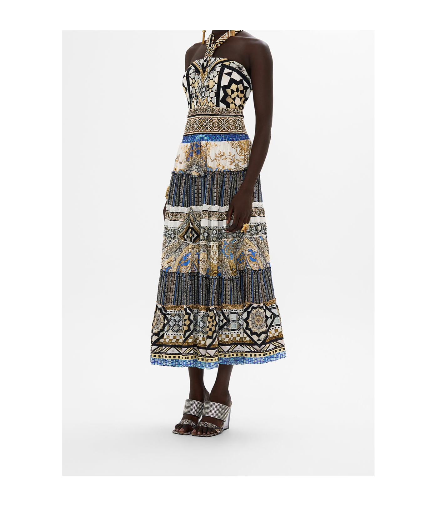 Shop Camilla Make Me Your Mosaic Shirred Waist Skirt In Black