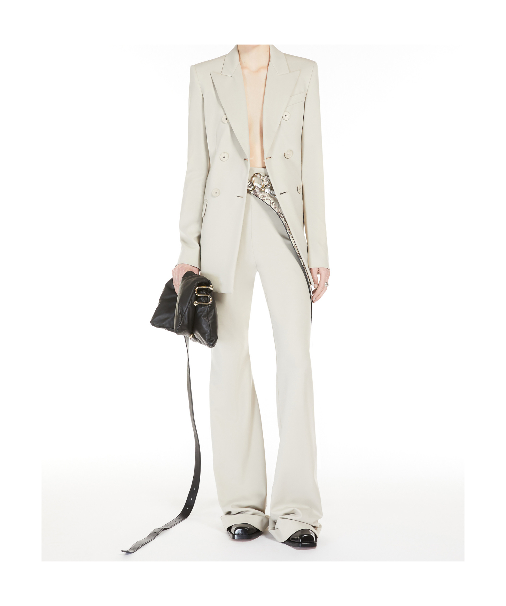 Shop Sportmax High-waisted Scuba Jersey Trousers In White