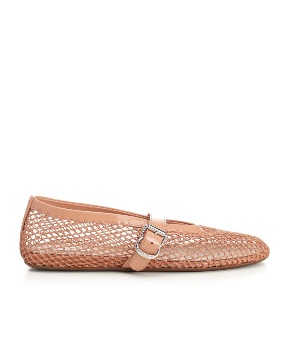 Alaïa Fishnet Ballet Flats In Pink