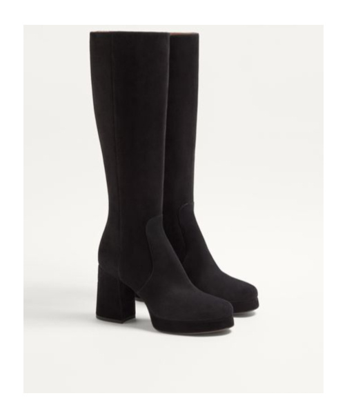 Valentino Garavani Fawcette Platform Boot In Crust Leather 90mm Woman Black 39.5 In Black