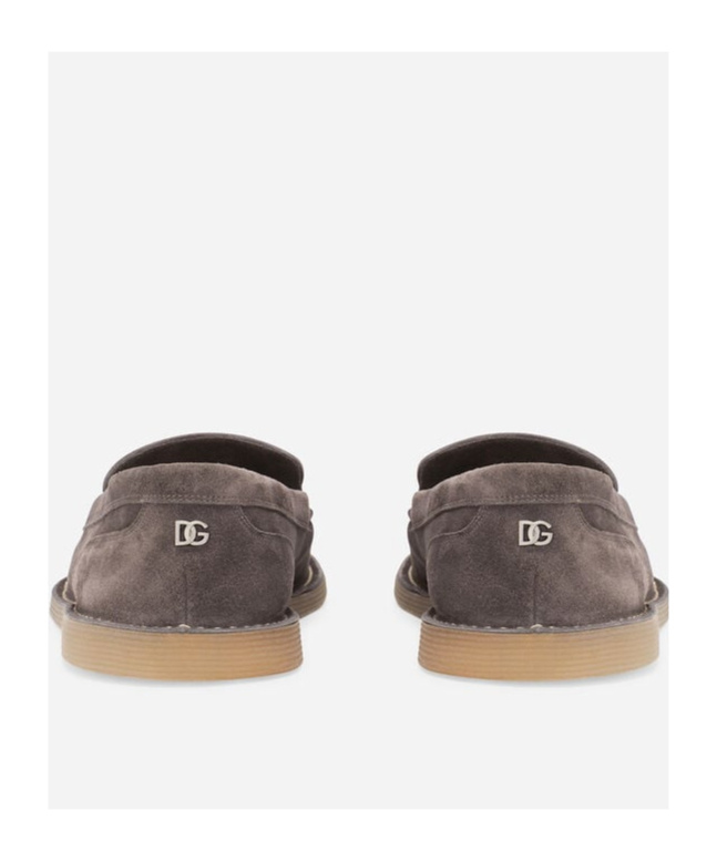 Dolce & Gabbana Logo Suede Loafers In Black