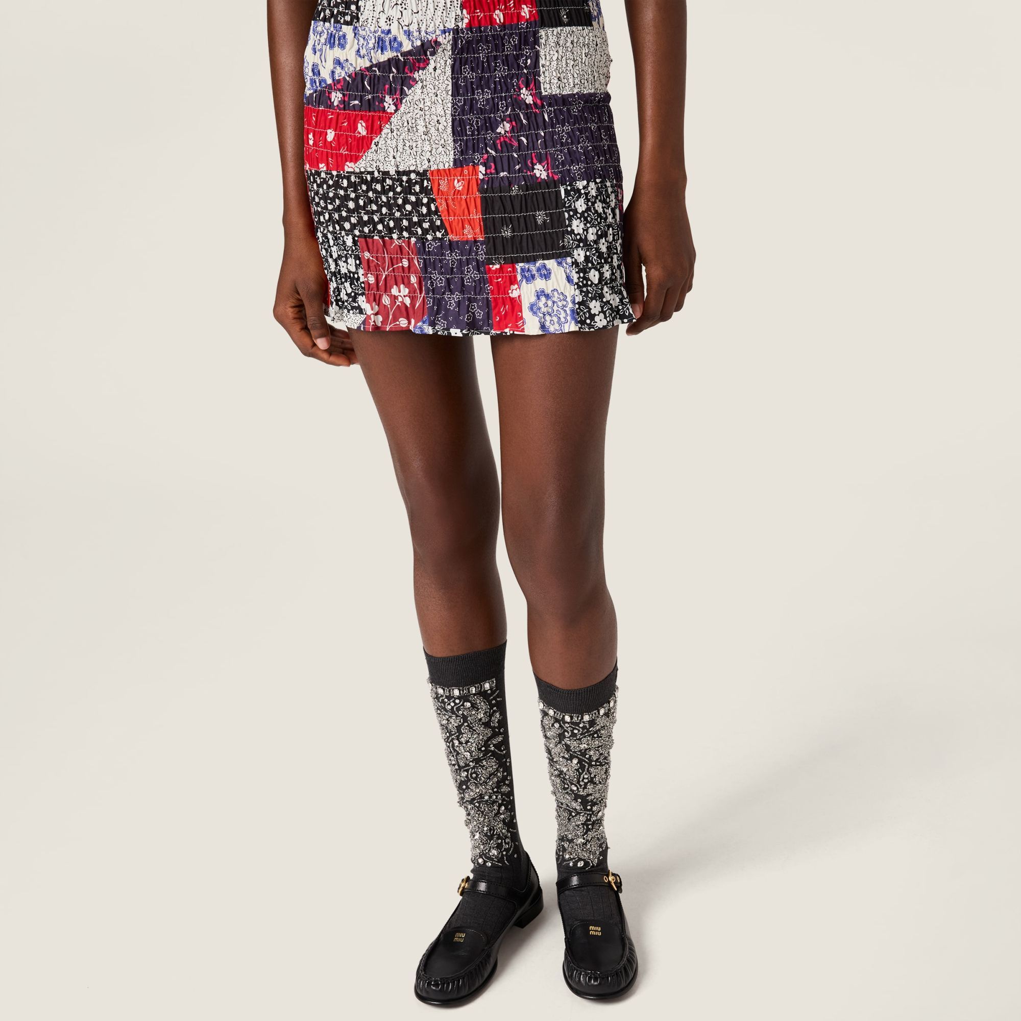 Miu Miu Leather Loafers With Strap In Black