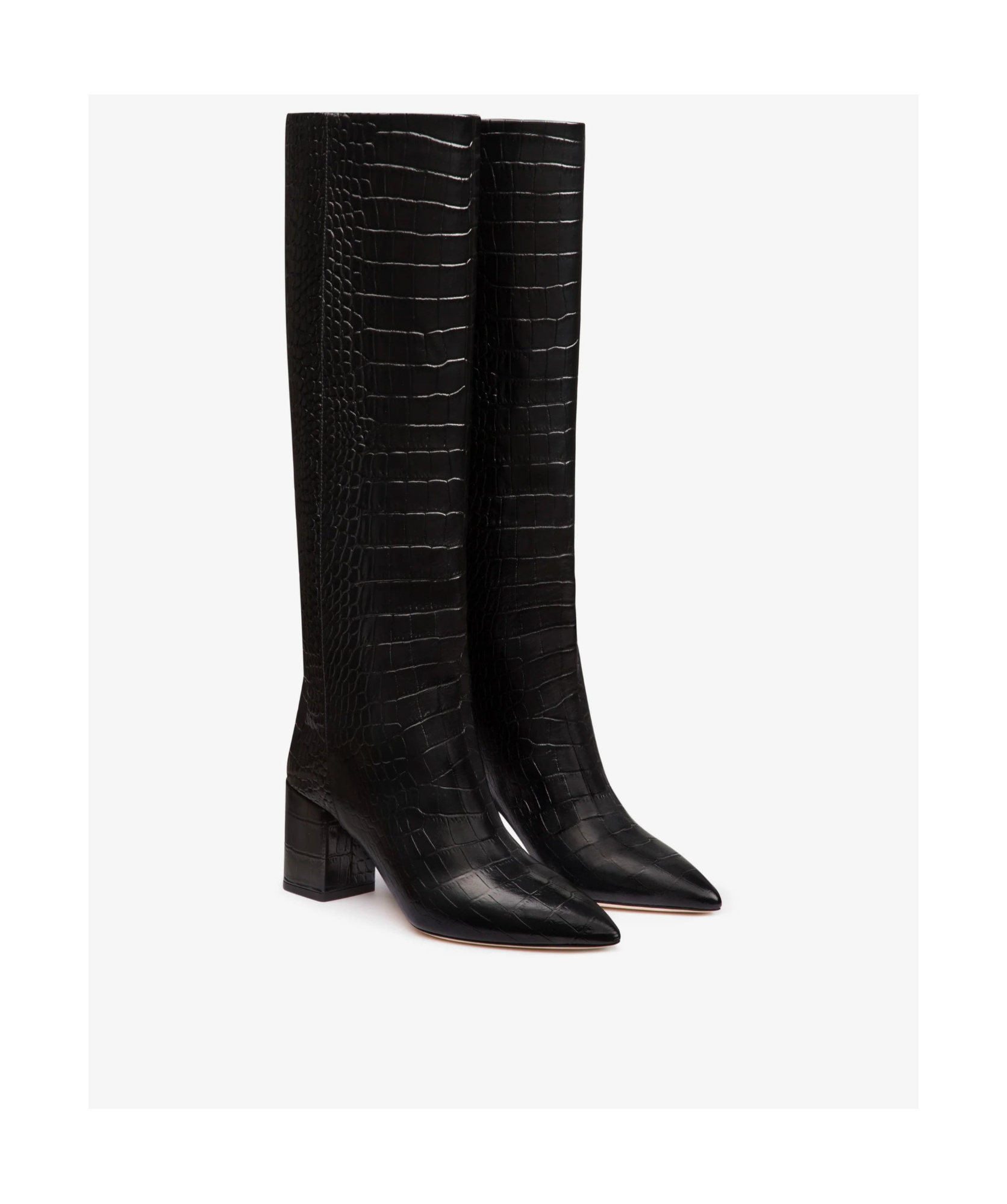 Paris Texas 70mm Anja Croc Embossed Tall Boots In Black