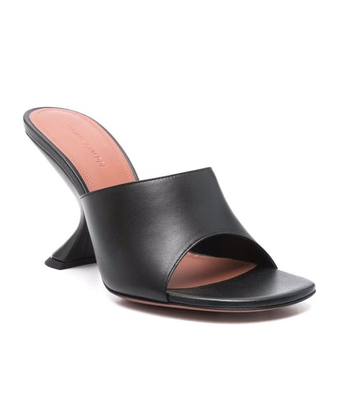 Amina Muaddi 90mm Lupita Sculpted Heel Sandals In Black