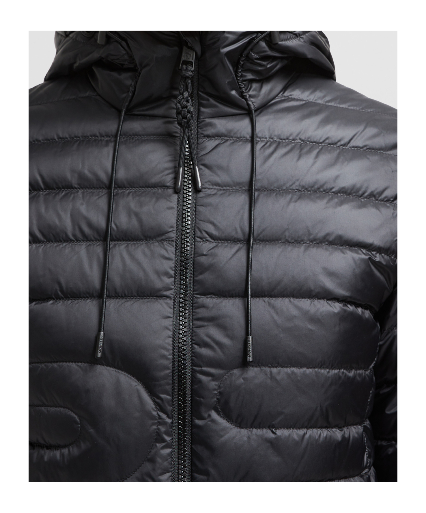 Moncler Xiaobai Hooded Snake Quilted Short Down Jacket In Black