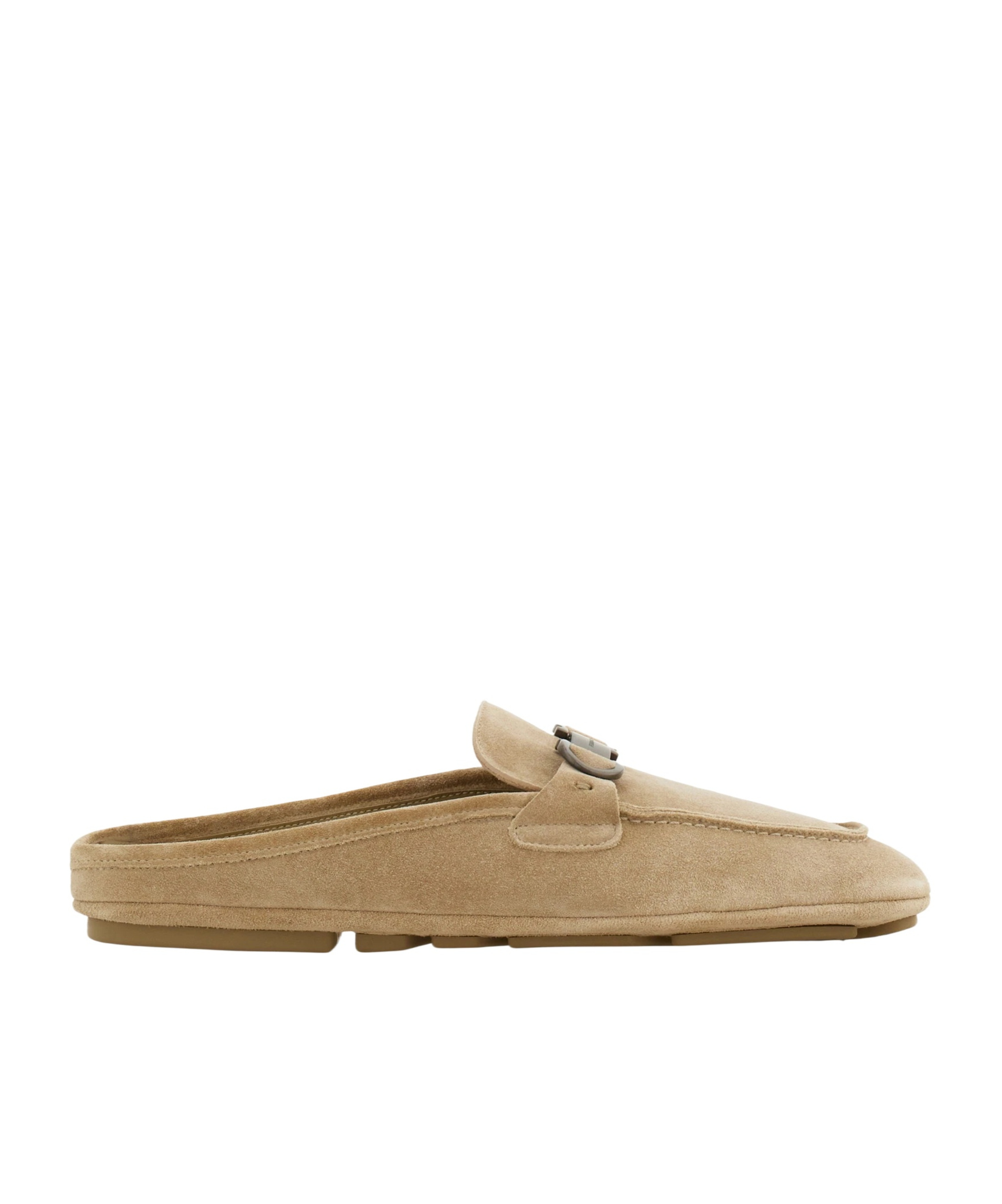 Ferragamo Loafer Mule With Gancini Ornament In Brown