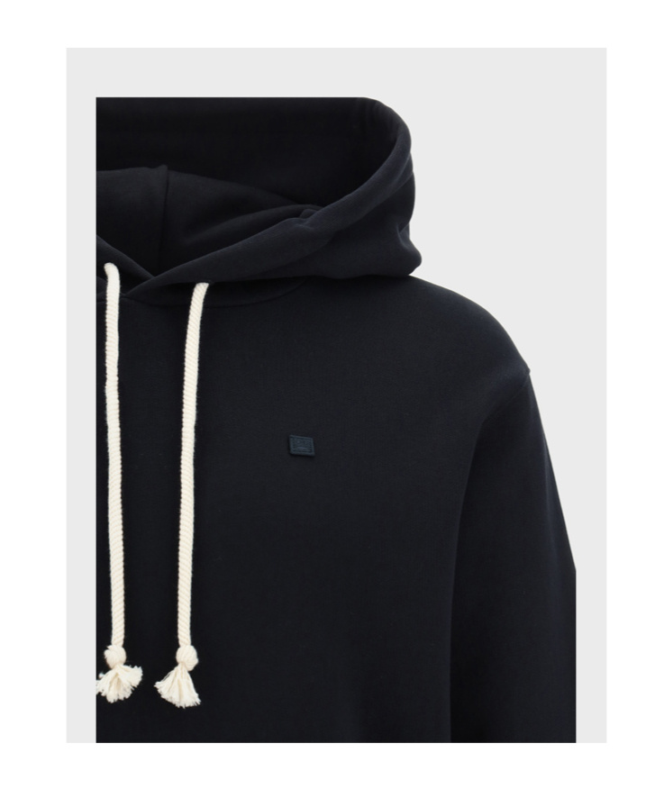 Acne Studios Mens Black Fennis Branded Cotton-jersey Hoody M In Black