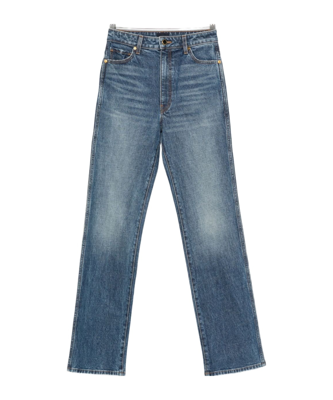 Khaite Whiskered Denim Trousers In Blue