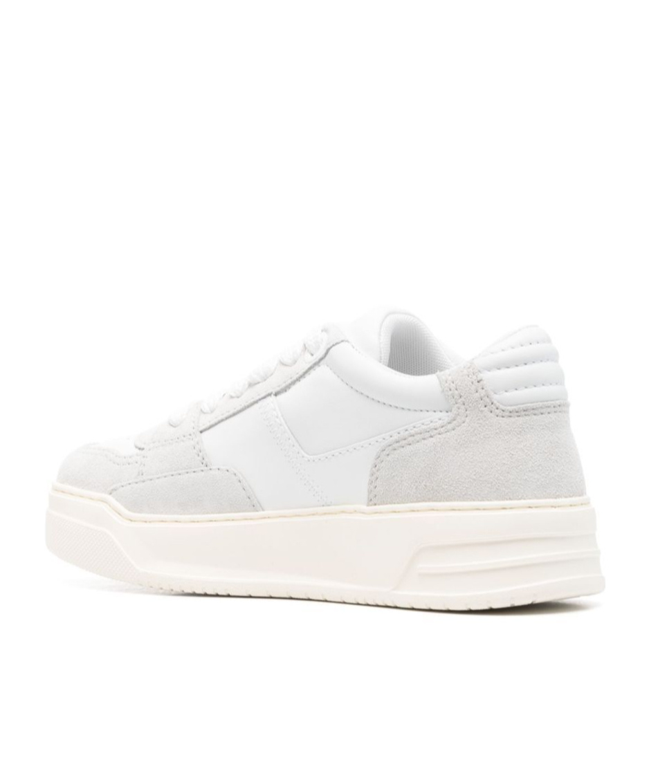 Hogan Perforated Toe Rubber Sole Suede Panels Sneakers In White