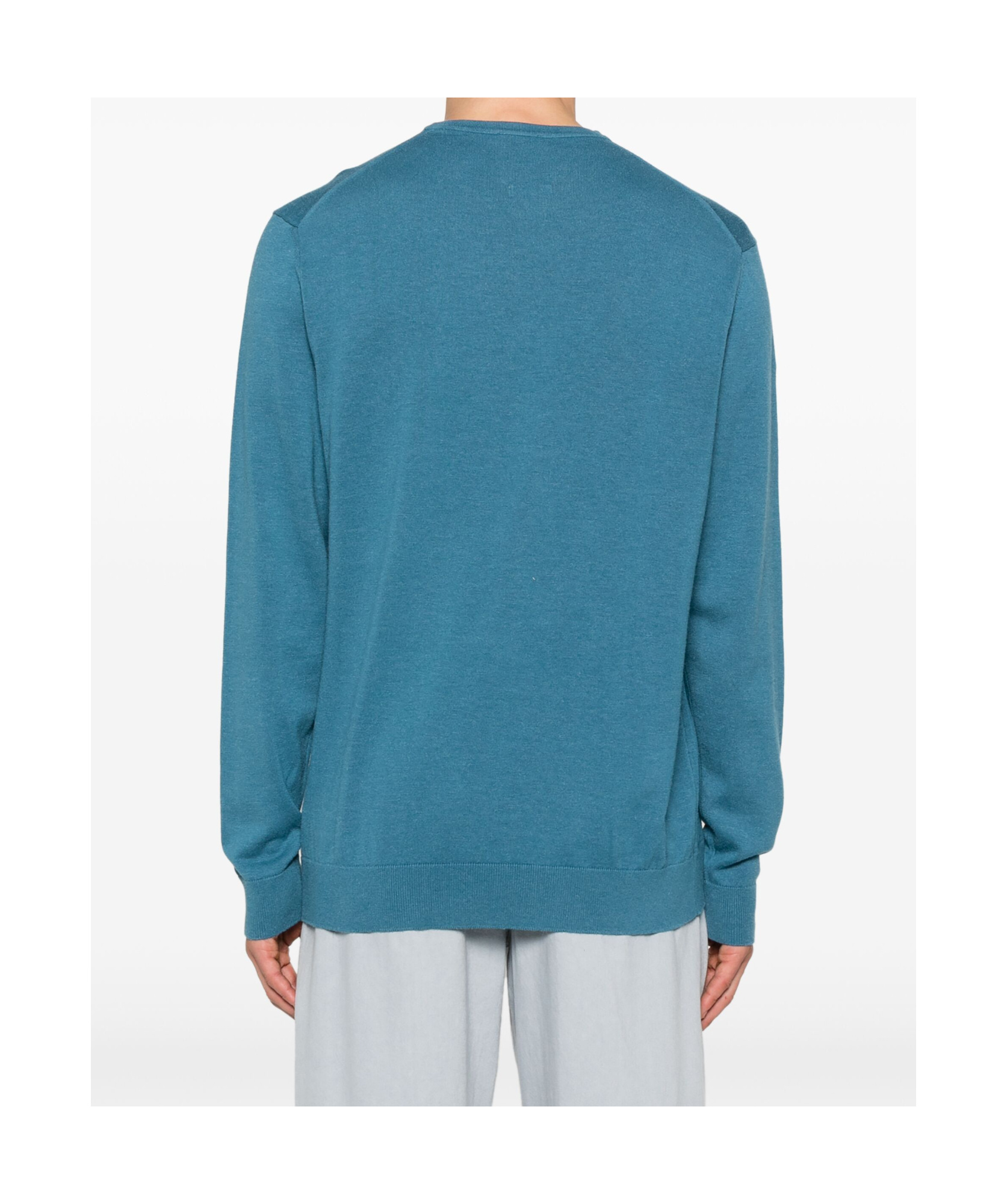 Calvin Klein Crew Neck Cotton Silk Blend Sweater In Blue