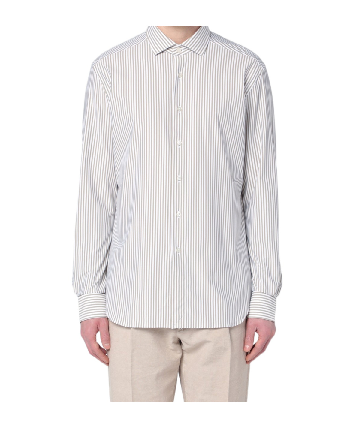 Xacus Striped Poplin Shirt In White
