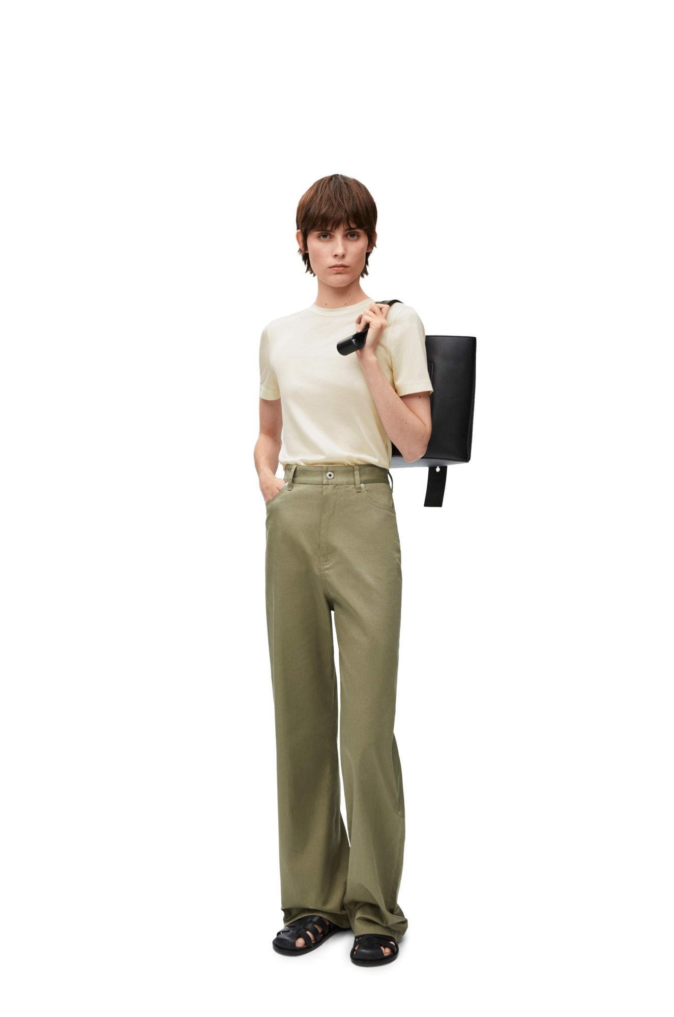 Loewe Anagram-embroidered Knotted T-shirt In Nude