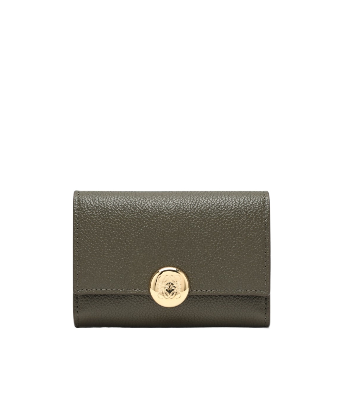 Loewe Pebble Small Vertical Wallet In Pebble Grained Calfskin In Green